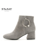 星期六ST&SAT冬短靴女羊反绒圆头粗高跟女靴SS74116710