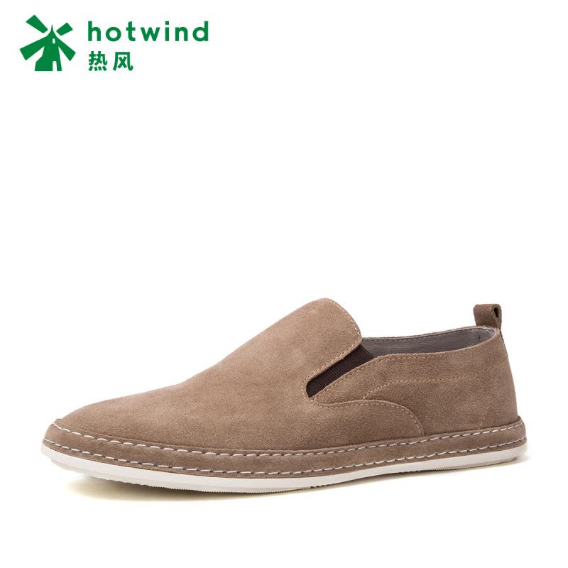 热风hotwind新款牛反绒男鞋时尚套脚平跟男士休闲鞋H41M7107图片