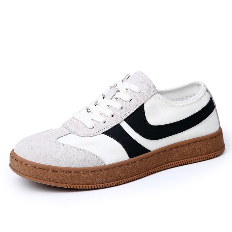 高端德训鞋男款真皮透气板鞋欧美休闲复古牛筋阿甘鞋男士小白鞋潮图片