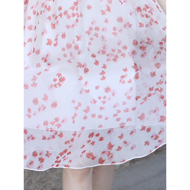 丝柏舍2019年夏装女装圆领印花中长款连衣裙S82R0578L