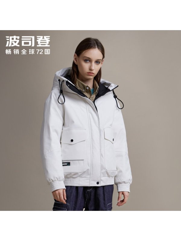 波司登女新款短款时尚羽绒服工装外套冬季_1