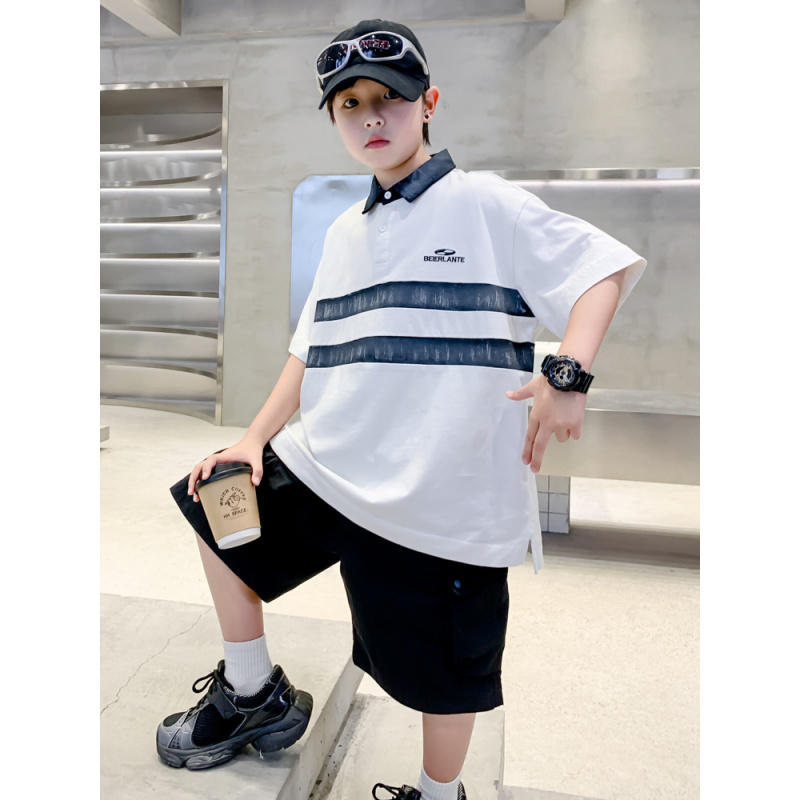 男童夏装短袖T恤2025新款大儿童夏季帅气polo衫帅气男孩潮酷T夏款