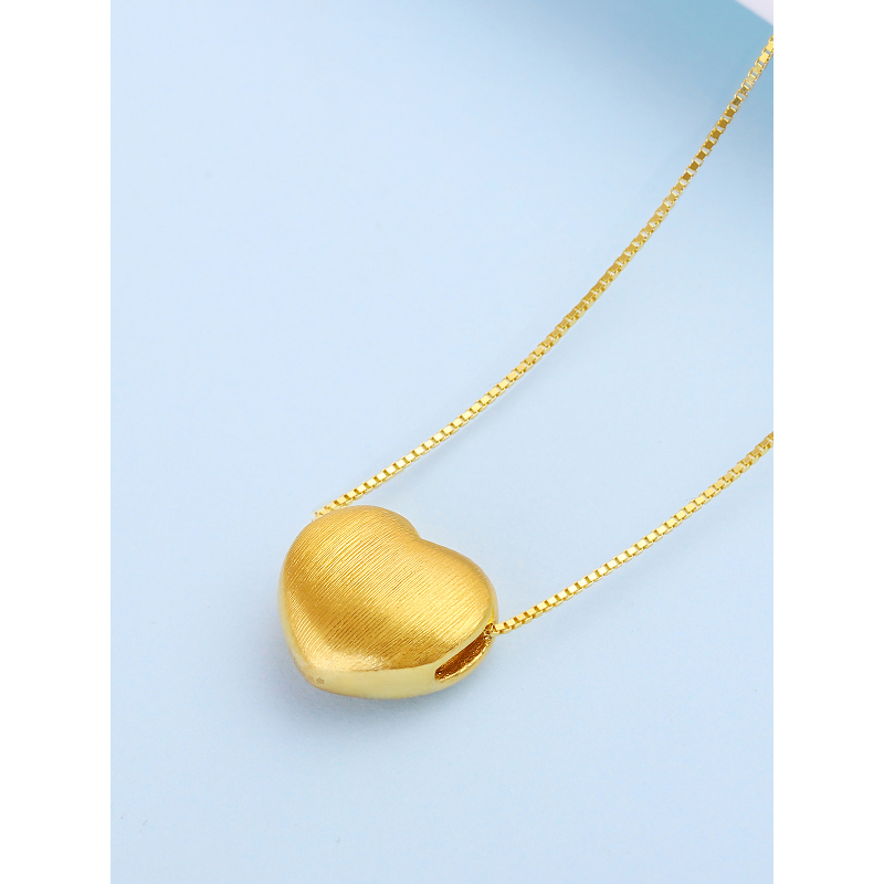 so珠宝3d硬金爱心吊坠足金999拉丝小心心吊坠转运珠黄金心形吊坠女款