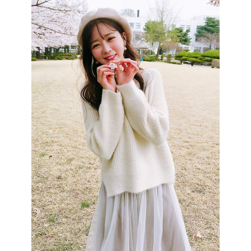 韩都衣舍2018秋装新款女韩版带裙子网纱两件中长连衣裙RW8112瑒