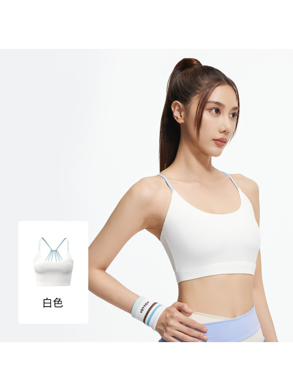 新款六弦交叉美背运动内衣夏季薄款防震瑜伽健身文胸女