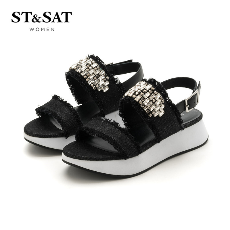 St&Sat/星期六夏季时尚牛皮革/牛仔布 凉鞋女鞋SS72115596