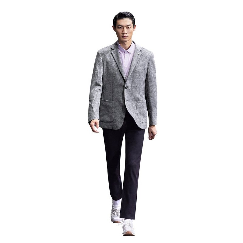 HLA海澜之家净色款羊毛休闲西服2018冬季平驳领单西外套男HWXAD4E115A