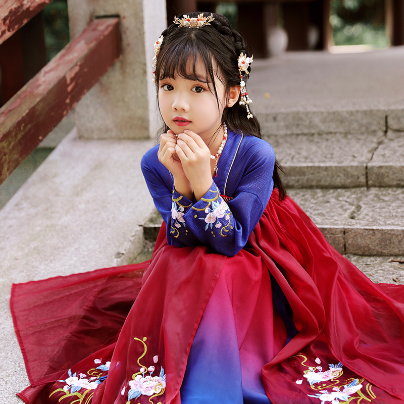 旗铂qibo忘川红长袖汉服中国风唐装超仙春装襦裙古装连衣裙