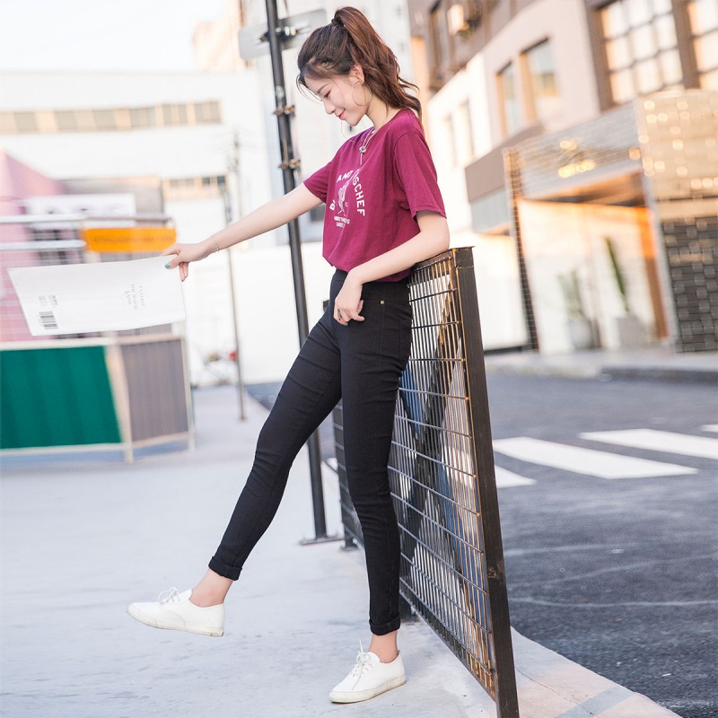 打底裤外穿2019新款春秋韩版小脚裤修身高腰学生百搭九分裤女