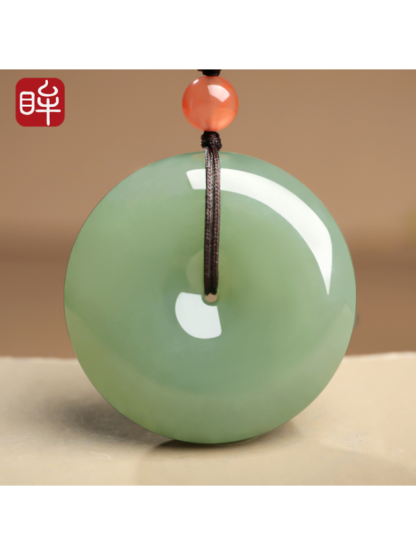 印象眸 和田玉平安扣吊坠 浅青玉男女款挂件油润圆环玉石坠子【价格