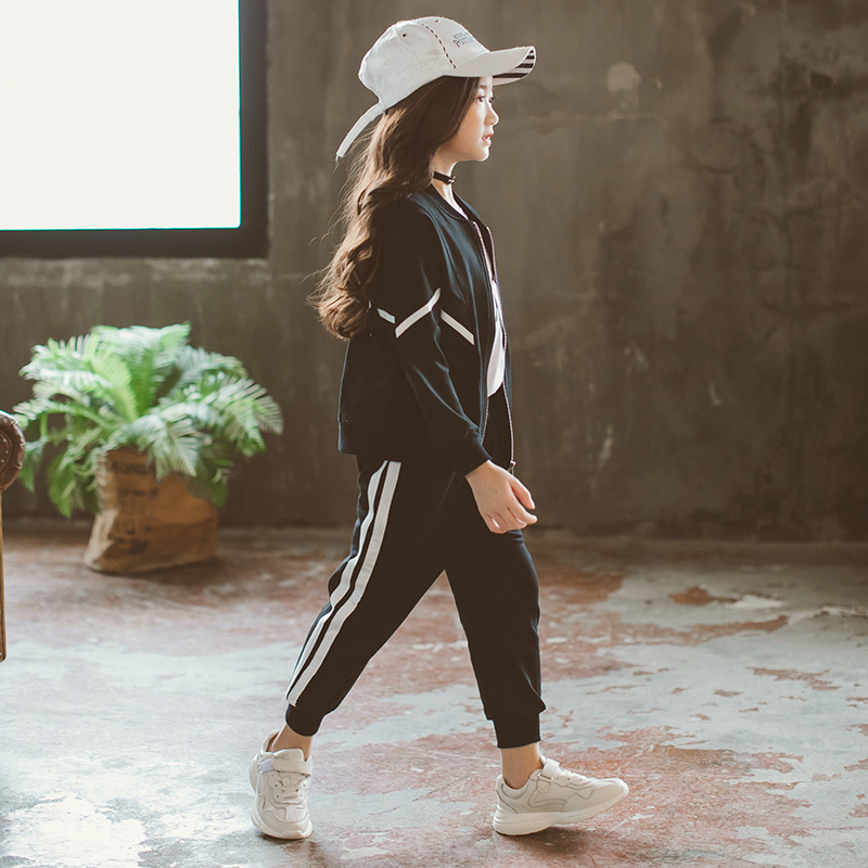 女童秋装套装2018新款童装韩版洋气潮衣服儿童休闲长袖上衣两件套
