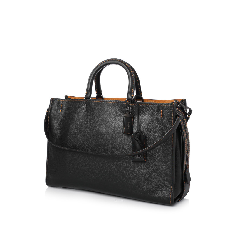 coach蔻驰rogue纯色牛皮女士手提单肩包21036bpblkf