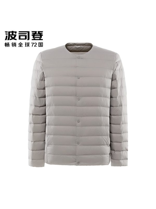 波司登男士2019秋冬羽绒服V领短款中老年男装内恤