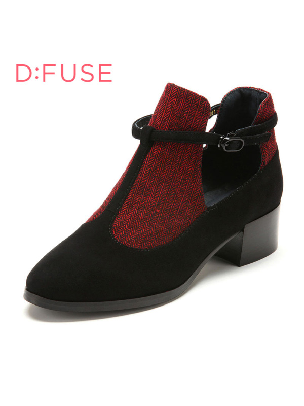 D：Fuse/迪芙斯秋新款深口方跟圆头简约时尚女单鞋DF53114031
