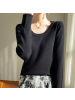 秋冬长袖打底衫女U领外穿修身显瘦内搭针织衫低圆领纯色毛衣
