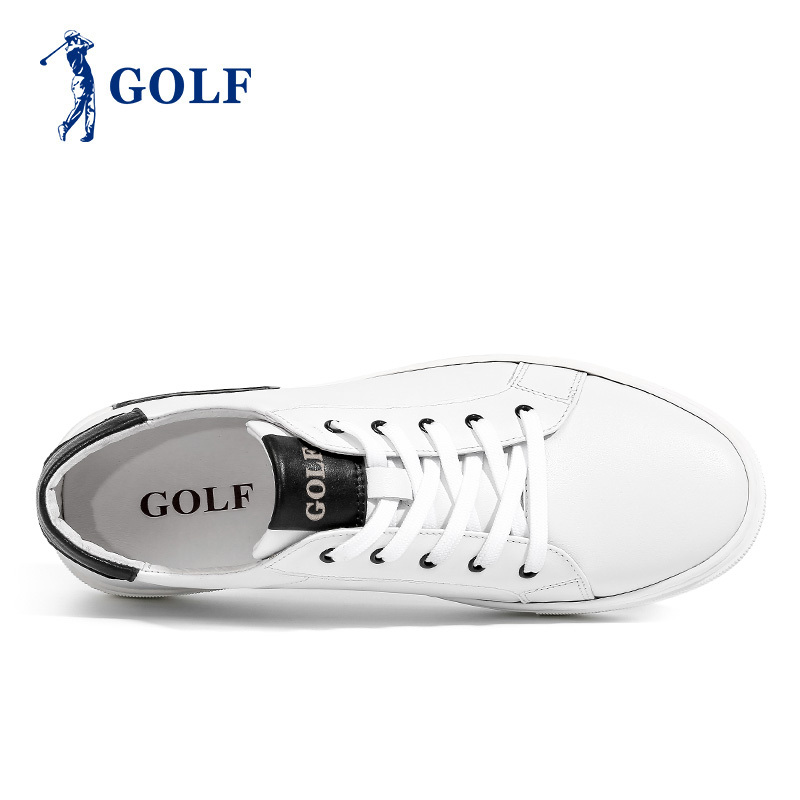 GOLF男鞋春季2019新款休闲皮鞋男韩版百搭男士鞋子真皮小白鞋男潮