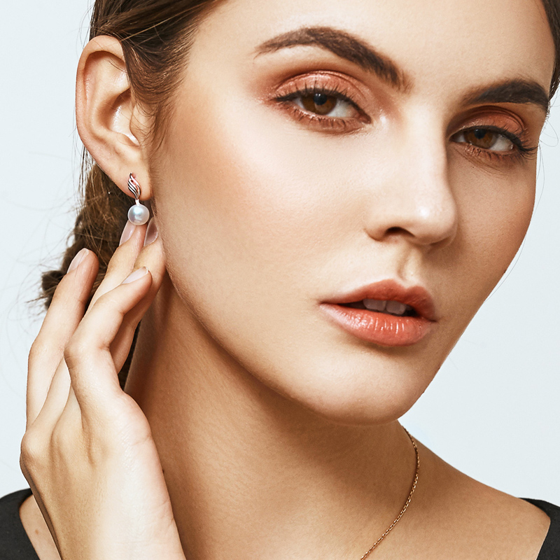 佰色传情(BRIR)925纯银耳钉淡水珍珠耳环女气质简约百搭耳饰