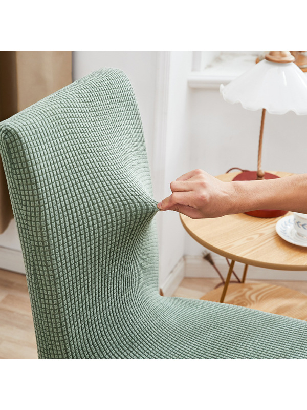 Ceba格纹摇粒绒加厚连体弹力酒店饭店餐厅椅子套罩防污凳子套椅套