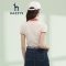 哈吉斯HAZZYS 春夏新款女撞色polo衫棉短袖上衣立体刺绣贴布