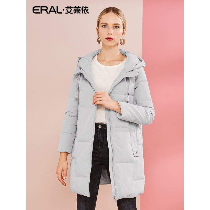 艾莱依2018秋冬新款韩版时尚连帽加厚长袖羽绒服女潮