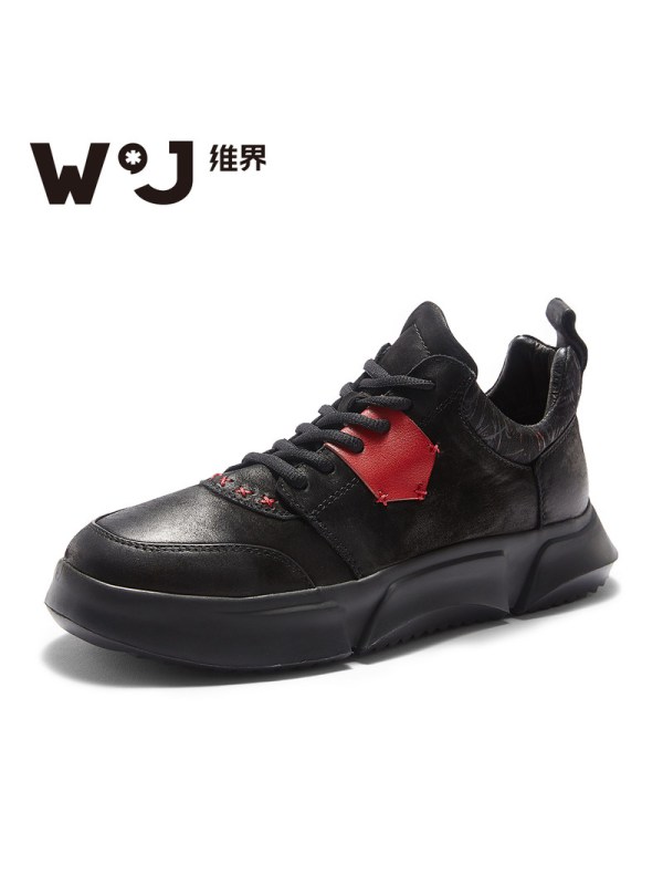 维界新款男鞋韩版潮流时尚休闲鞋个性舒适厚底板鞋潮街拍运动鞋男