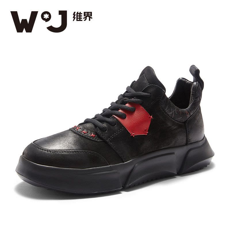 维界新款男鞋韩版潮流时尚休闲鞋个性舒适厚底板鞋潮街拍运动鞋男图片