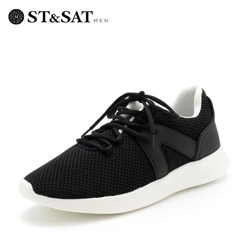 星期六(ST&SAT)男鞋18年新品专柜同款交叉系带圆头平底休闲鞋SS83125421图片