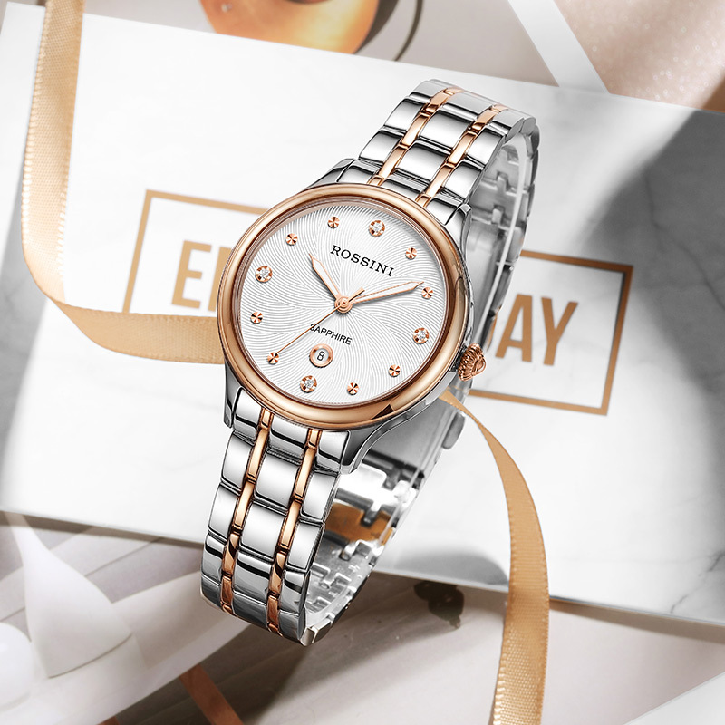 罗西尼rossini手表钟表雅尊商务系列简约时尚腕表锆石日历石英表女士