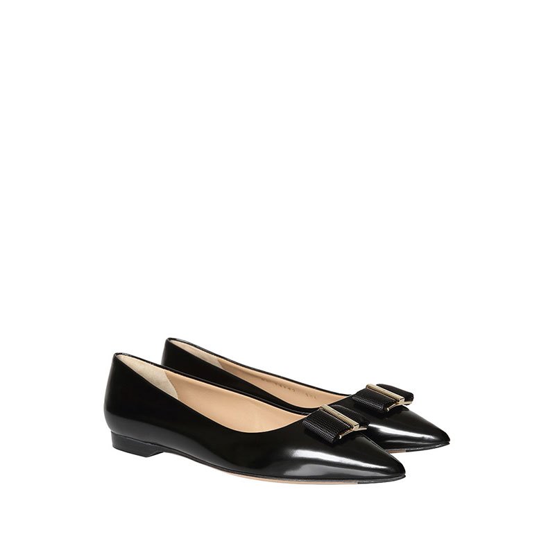 salvatoreferragamo萨尔瓦多菲拉格慕罗缎蝴蝶结尖头女士平底鞋672016