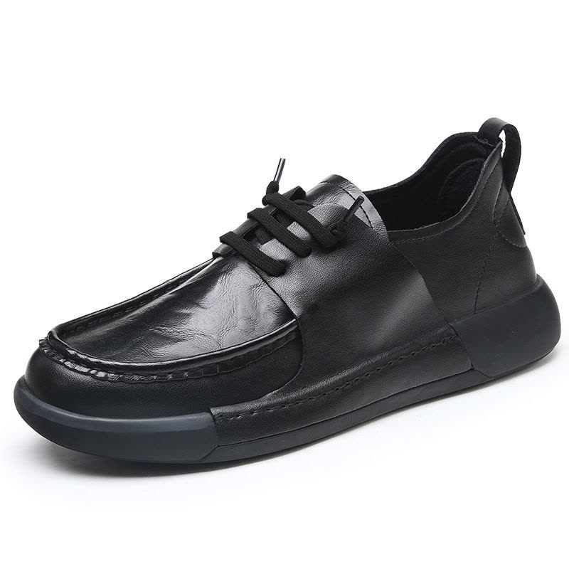 真皮男鞋子秋冬季新款保暖棉鞋软面厚底百搭男士加绒休闲皮鞋图片