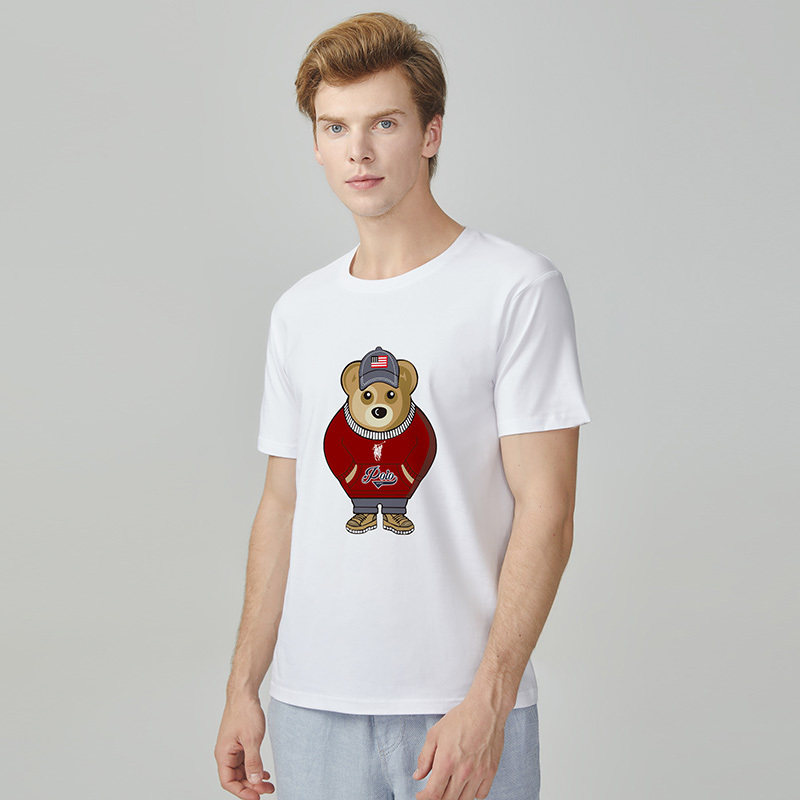 polo sport 夏季男女同款圆领可爱印花短袖t恤