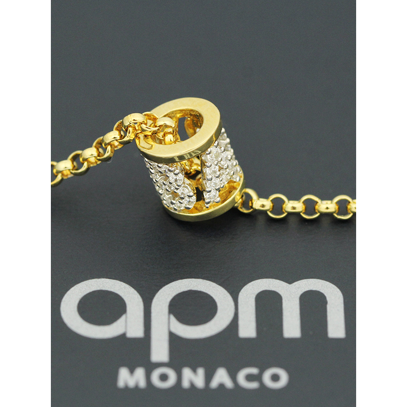 apm MONACO】字母BABY锁骨颈链925银项链镶钻女士配饰时尚吊坠毛衣链宴会欧美风格