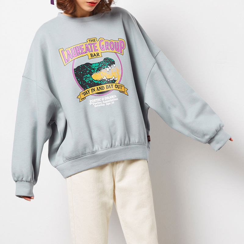 唐狮2019春季新款套头卫衣女韩版潮宽松上衣女圆领卫衣女oversize