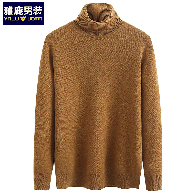 雅鹿男装男士羊毛衫100纯羊毛冬季新款休闲保暖高领毛衣11048860