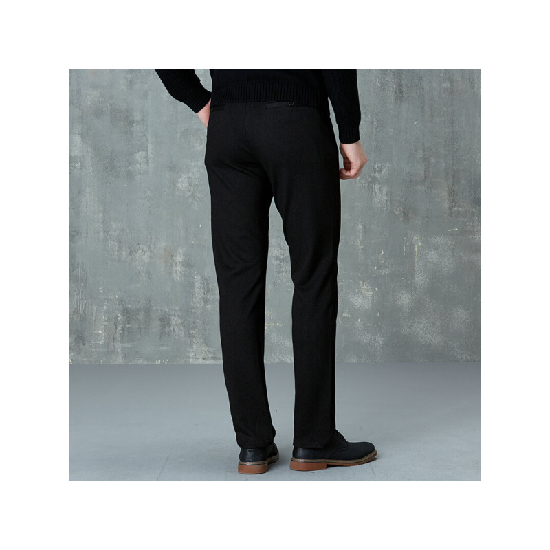 才子男装休闲裤男秋季新品易打理简约百搭直筒修身细条纹商务休闲裤子