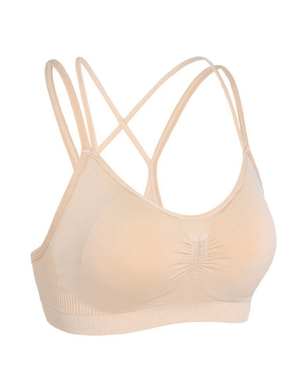 春夏无痕弹力吊带美背交叉文胸女无钢圈睡眠瑜伽跑步健身运动内衣