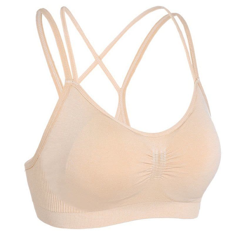 春夏无痕弹力吊带美背交叉文胸女无钢圈睡眠瑜伽跑步健身运动内衣图片