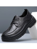 脚宽大头皮鞋男士春季男鞋子新款透气潮流百搭厚底商务正装休闲鞋