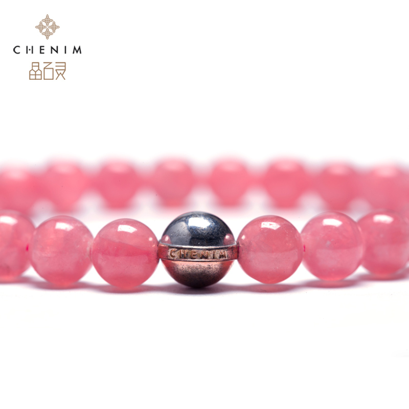 chenim/晶石灵阿根廷天然冰种红纹石手链女手珠手串时尚饰品礼物