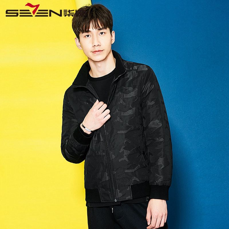 柒牌SEVEN男装时尚羽绒服休闲青年翻领拉链外套