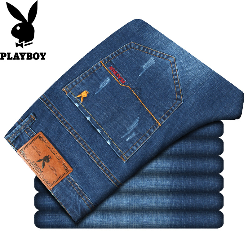 花花公子(PLAYBOY)青年牛仔裤男 时尚活力男裤潮流弹力修身直筒裤子夏季薄