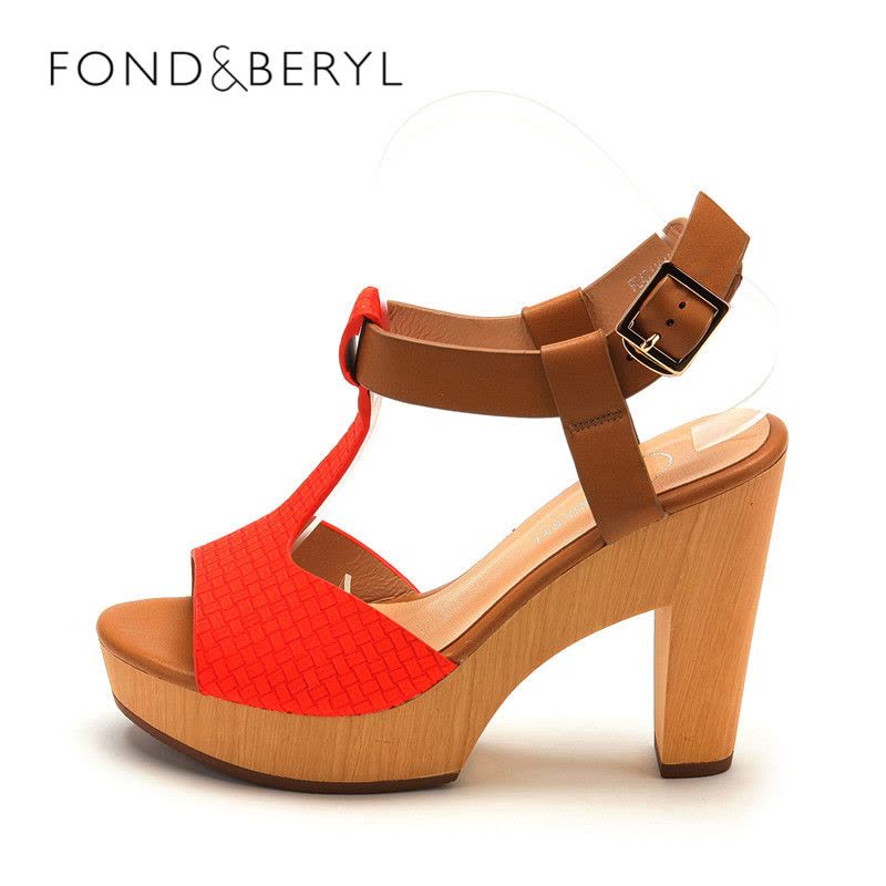 Fondberyl/菲伯丽尔粗跟防水台PU凉鞋FB42119125图片