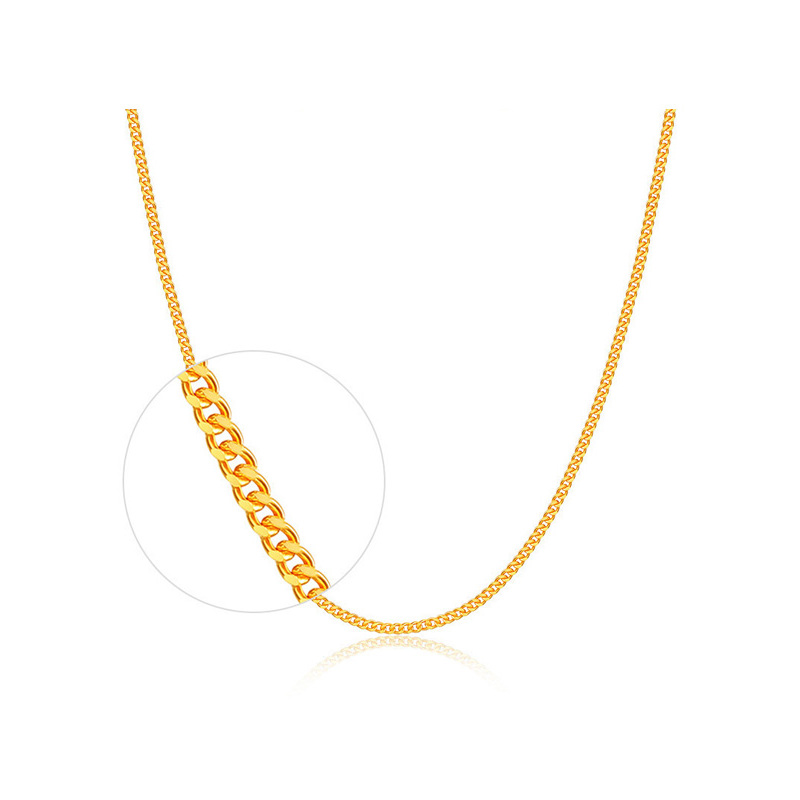 黄金足金999侧身链素链项链锁骨链送女友礼物手拉手珠宝