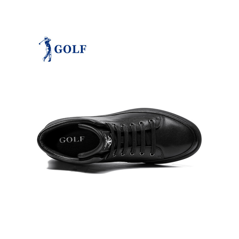 GOLF/高尔夫冬季新品时尚男靴子真皮高帮韩版靴子男黑色