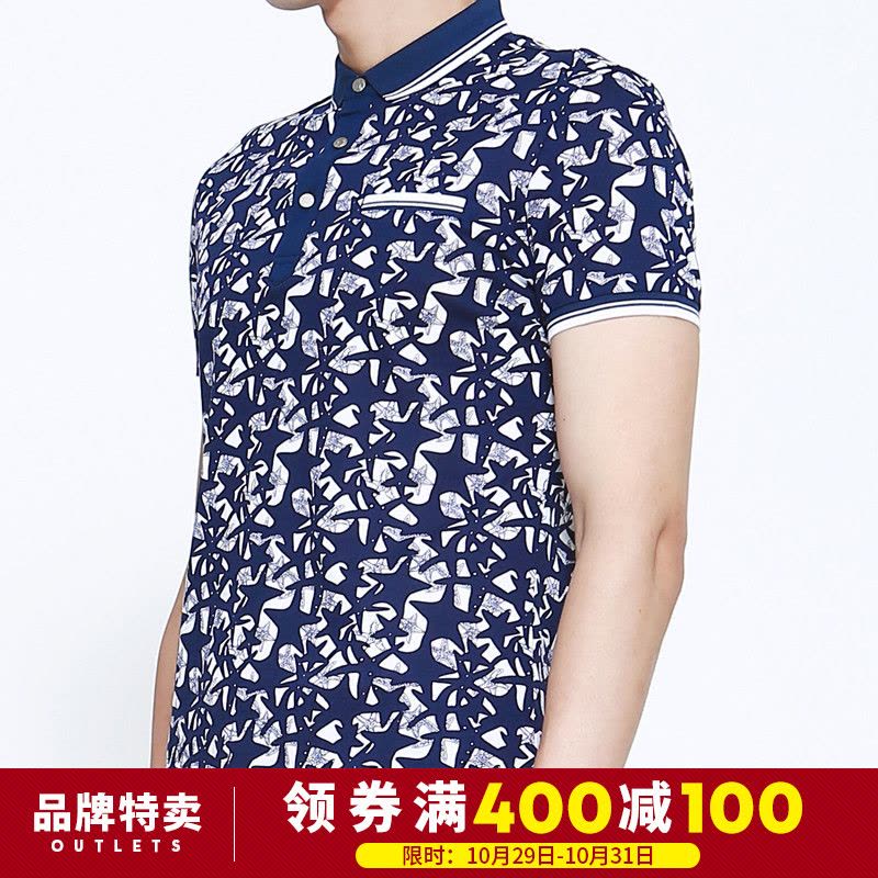 清仓特卖/与狼共舞短袖T恤纯棉碎花丝光棉男翻领POLO衫夏季男装Z图片