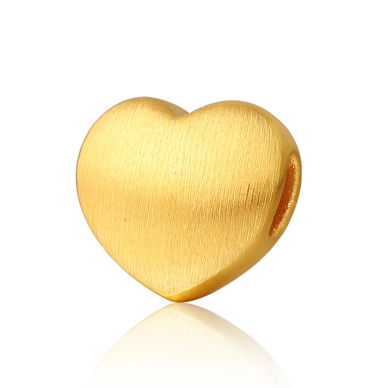 so珠宝3d硬金爱心吊坠足金999拉丝小心心吊坠转运珠黄金心形吊坠女款