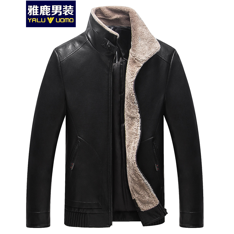 雅鹿男装秋冬季新款皮羽绒夹克保暖外套L18873