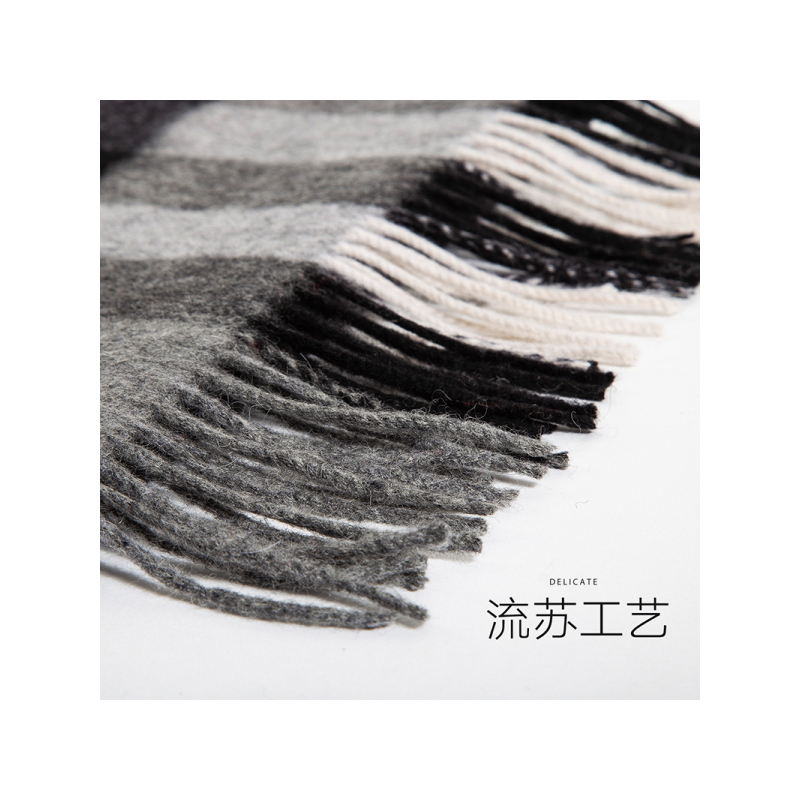 瑞苏薇(RASUV) 秋冬女款时尚简约织彩格子羊毛保暖围巾披肩 RS2369