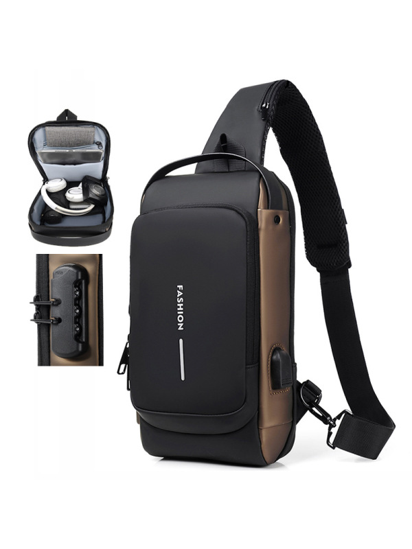 Ceba男士包包单肩斜挎包多功能运动斜挂胸前背包USB充电口防盗胸