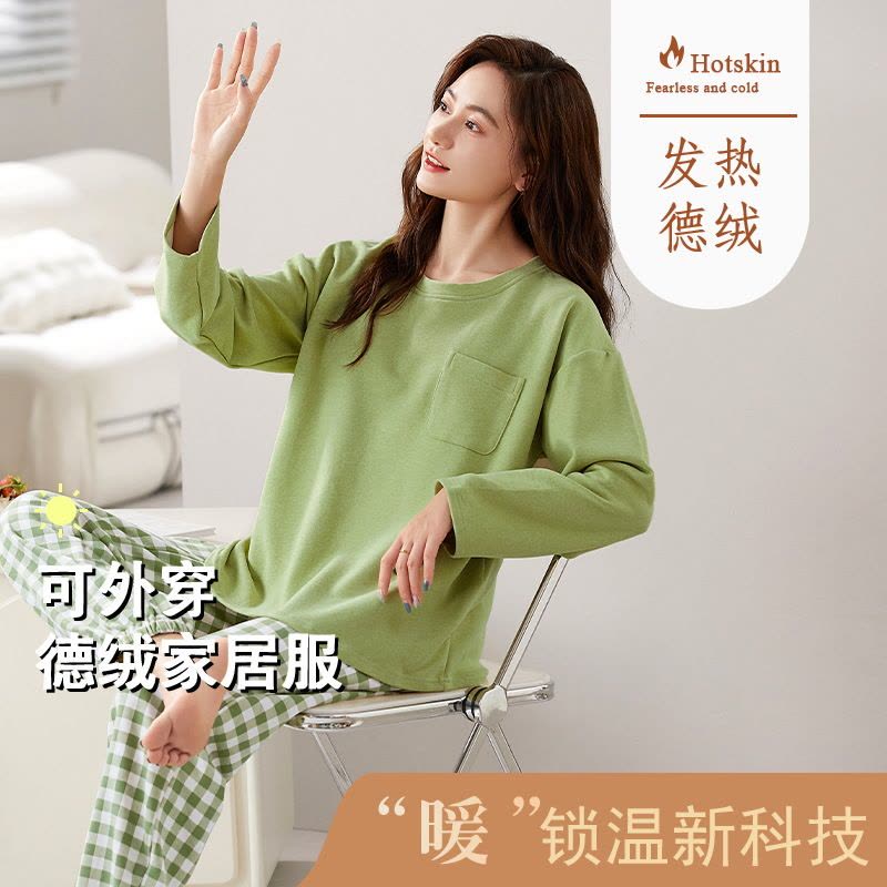 秋冬季睡衣女士新款德绒加厚加绒保暖长袖卡通宽松韩版家居服套装图片